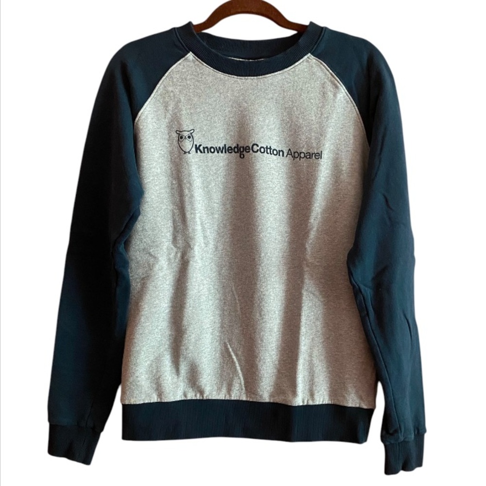 Knowledge Cotton Apparel Navy Blue Pullover 100% Cotton Sweater Size Medium
